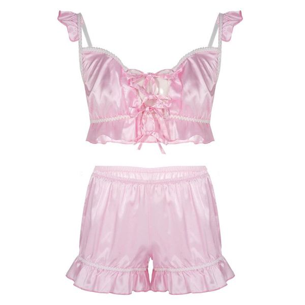 bras sets mens satin sissy crossdresser nightwear lingerie set pajama sleepwear lace-up front ruffled bra with shorts erotic, Red;black
bras sets mens satin sissy crossdresser nightwear lingerie set pajama sleepwear lace-up front ruffled bra with shorts erotic, Red;black