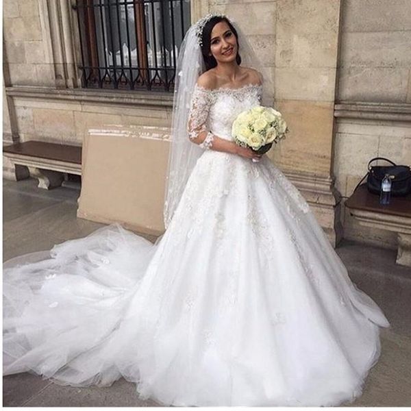 boat neck luxury soft lace wedding dress 3/4 sleeves bride dresses vintage princess bridal gowns vestido de noiva corset back, White
boat neck luxury soft lace wedding dress 3/4 sleeves bride dresses vintage princess bridal gowns vestido de noiva corset back, White