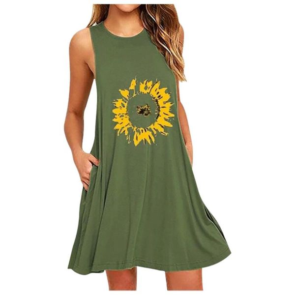 casual dresses fashion womens sunflower print sleeveless dress ladies loungewear swing loose women comfy tank vestidos #3, Black;gray 
casual dresses fashion womens sunflower print sleeveless dress ladies loungewear swing loose women comfy tank vestidos #3, Black;gray