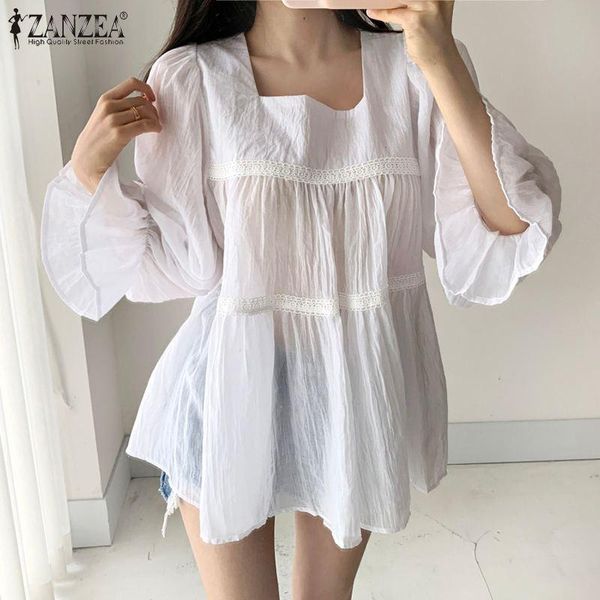 women's blouses & shirts 2021 autumn lace patchwork casual chic white chemise zanzea solid blouse women elegant ruffle blusa female lon
women's blouses & shirts 2021 autumn lace patchwork casual chic white chemise zanzea solid blouse women elegant ruffle blusa female lon