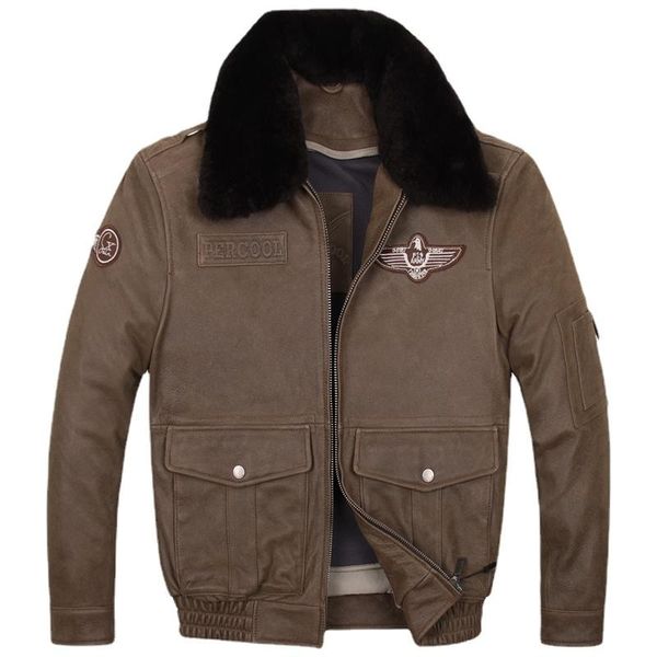 men's leather & faux winter genuine cow jackets men slim real wool collar coat autumn flight jacket clothes chaqueta cuero hombre wpy, Black
men's leather & faux winter genuine cow jackets men slim real wool collar coat autumn flight jacket clothes chaqueta cuero hombre wpy, Black