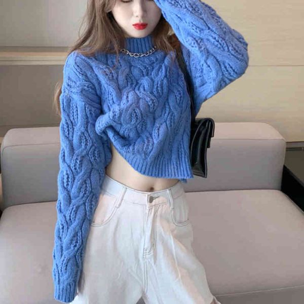 women's t-shirt winter warm twist knitted long sleeved crop pullover sweater women o neck fashion short knit zkr3, White
women's t-shirt winter warm twist knitted long sleeved crop pullover sweater women o neck fashion short knit zkr3, White