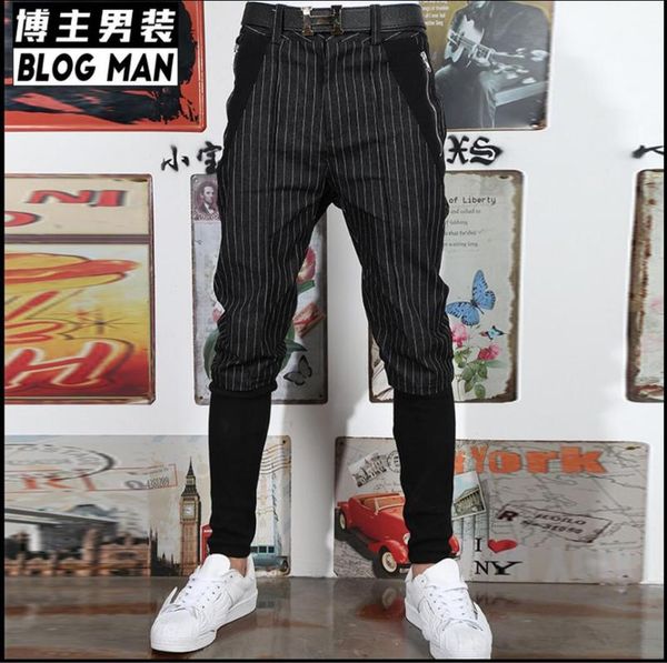 korean men casual pants boot cut feet trousers hairstylist striped fake two harem hit color splice full length costumes men's, Black
korean men casual pants boot cut feet trousers hairstylist striped fake two harem hit color splice full length costumes men's, Black