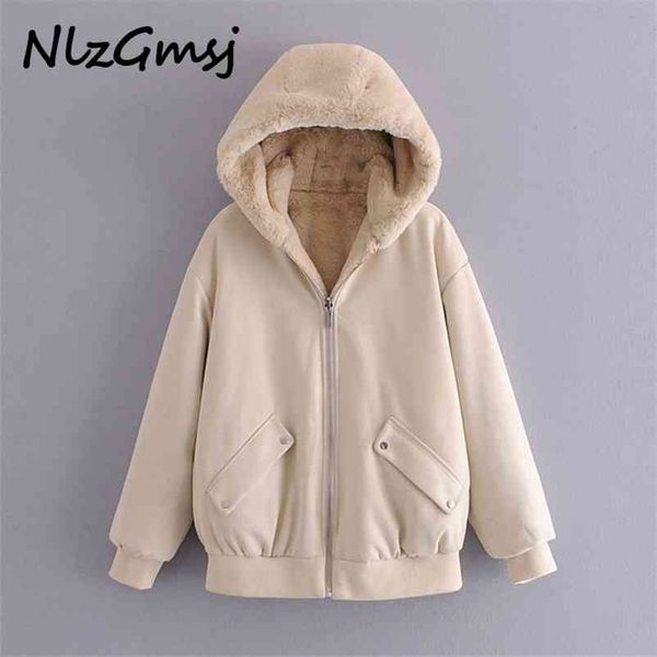 winter faux fur coat women hooded jacket suede leather oversize outwear 210628, Black;brown
winter faux fur coat women hooded jacket suede leather oversize outwear 210628, Black;brown