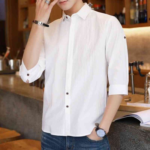 1 short sleeve shirt korean casual slim 7 4 handsome men's fashion 7 / 4 middle sleeve shirt, White;black
1 short sleeve shirt korean casual slim 7 4 handsome men's fashion 7 / 4 middle sleeve shirt, White;black