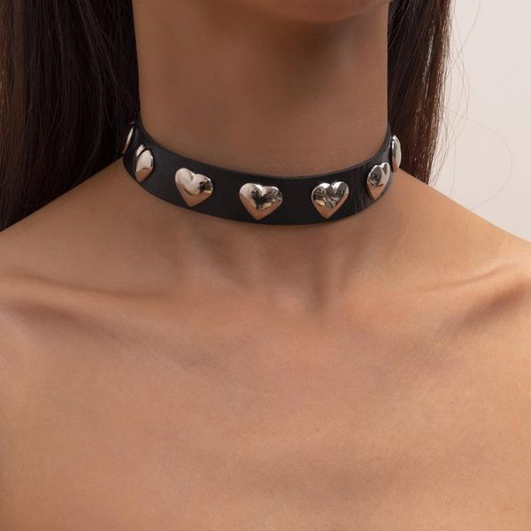 chokers punk rock love heart choker necklace for women fashion hip collar short pu leather rivet necklaces cool gothic accessories, Golden;silver
chokers punk rock love heart choker necklace for women fashion hip collar short pu leather rivet necklaces cool gothic accessories, Golden;silver