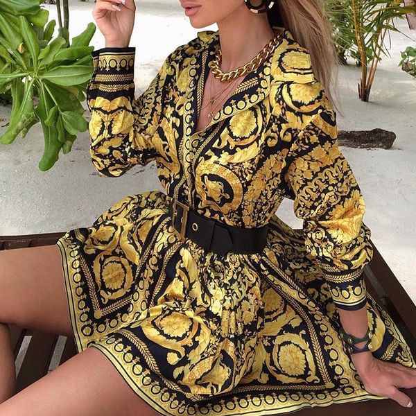 casual dresses 2021 spring style european and american women's shirt collar long sleeve printing party banquet dress short, Black;gray
casual dresses 2021 spring style european and american women's shirt collar long sleeve printing party banquet dress short, Black;gray