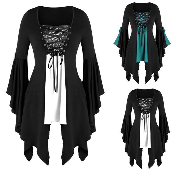 women's blouses & shirts women bandage halloween lace blouse splicing gothic criss cross sequined insert butterfly color matching sleev, White
women's blouses & shirts women bandage halloween lace blouse splicing gothic criss cross sequined insert butterfly color matching sleev, White