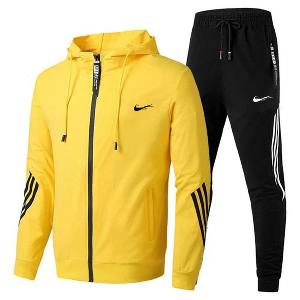 jogging clothing 2021 autumn and winter fashion men's two-piece striped sports suit hoodie outdoor casua, Black;red
jogging clothing 2021 autumn and winter fashion men's two-piece striped sports suit hoodie outdoor casua, Black;red