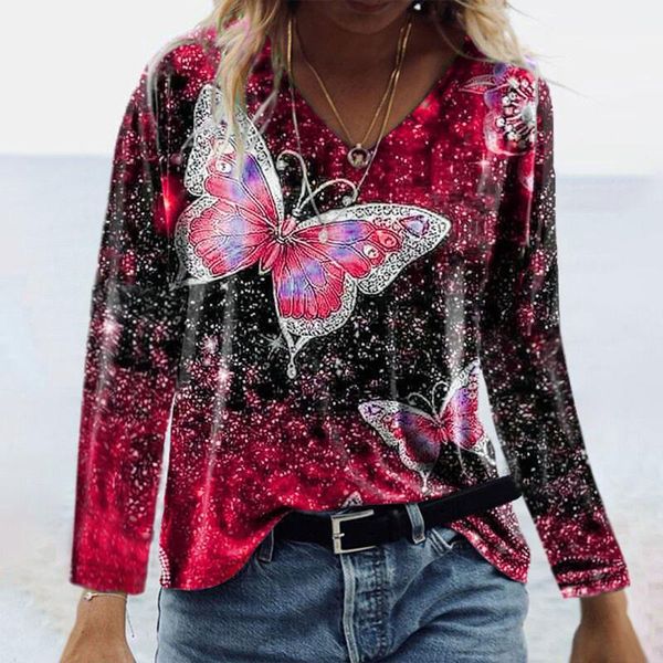 women's blouses & shirts 2021 shirt women fluorescence color butterfly printing loose v-neck female long sleeve t-shirt blouse plus si, White
women's blouses & shirts 2021 shirt women fluorescence color butterfly printing loose v-neck female long sleeve t-shirt blouse plus si, White