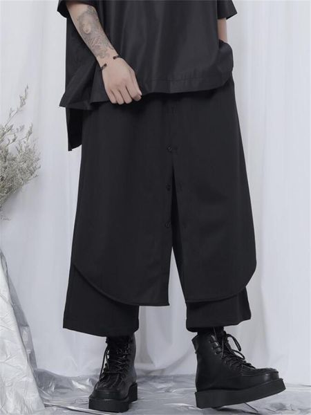 men's pants wide leg loose straight tube pleats personality stitching design fashion casual large size, Black
men's pants wide leg loose straight tube pleats personality stitching design fashion casual large size, Black
