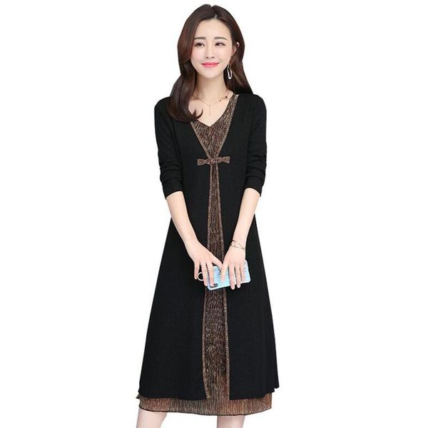 casual dresses 2021 spring women midi dress vintage v-neck fake two pieces a-line vestidos elegant long sleeve split, Black;gray
casual dresses 2021 spring women midi dress vintage v-neck fake two pieces a-line vestidos elegant long sleeve split, Black;gray