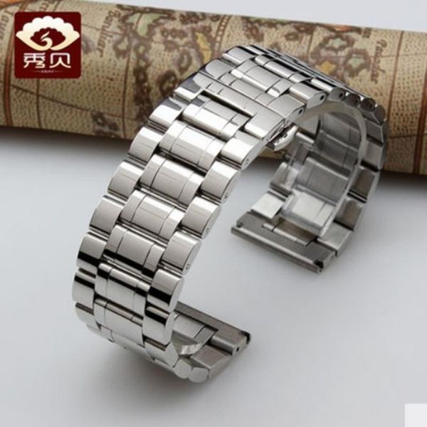watch bands stainless steel watchband straight end silver/black lengthened bracelet 22mm 24mm 26mm 28mm 30mm common used men, Black;brown