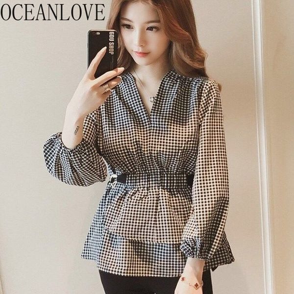 spring shirts plaid v neck korean ol elegant blouses women lantern sleeve ins sweet ropa mujer all match 15004 210415, White
spring shirts plaid v neck korean ol elegant blouses women lantern sleeve ins sweet ropa mujer all match 15004 210415, White