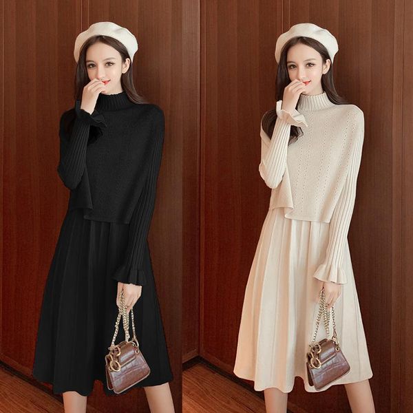 two piece dress fashion casual women knitted set 2021 autumn spring woman turtleneck short pullover+slim pleated fold knit outfit, White
two piece dress fashion casual women knitted set 2021 autumn spring woman turtleneck short pullover+slim pleated fold knit outfit, White