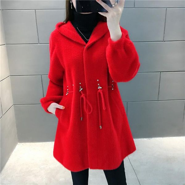 women's wool & blends autumn winter thick warm faux mink cashmere hooded woolen coat women loose mid long outwear korean 6 color jacket, Black
women's wool & blends autumn winter thick warm faux mink cashmere hooded woolen coat women loose mid long outwear korean 6 color jacket, Black