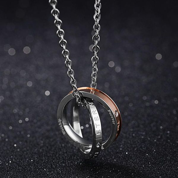chains interlocking titanium steel necklace men and women letter double ring pendant couple jewelry accessories, Silver
chains interlocking titanium steel necklace men and women letter double ring pendant couple jewelry accessories, Silver