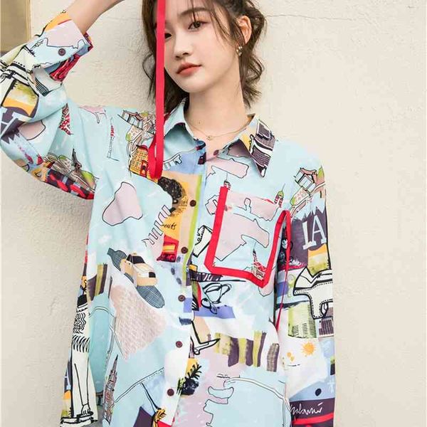 women's two piece pants designer spring 2021 cartoon graffiti print long sleeve button up collar shirt women blue colorblock fashi, White
women's two piece pants designer spring 2021 cartoon graffiti print long sleeve button up collar shirt women blue colorblock fashi, White