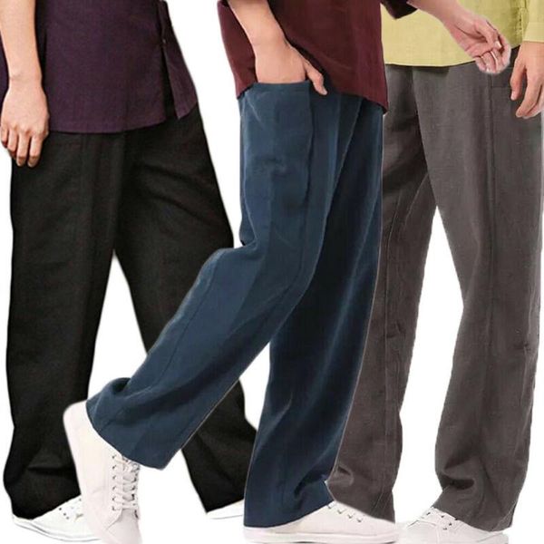 men's pants 2021 fashion men casual linen cotton wide leg pant solid fitness sweatpants straight trousers, Black
men's pants 2021 fashion men casual linen cotton wide leg pant solid fitness sweatpants straight trousers, Black