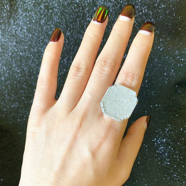 exaggerated designer niche ins design creativity red modern women's big square full diamond ring, Silver
exaggerated designer niche ins design creativity red modern women's big square full diamond ring, Silver