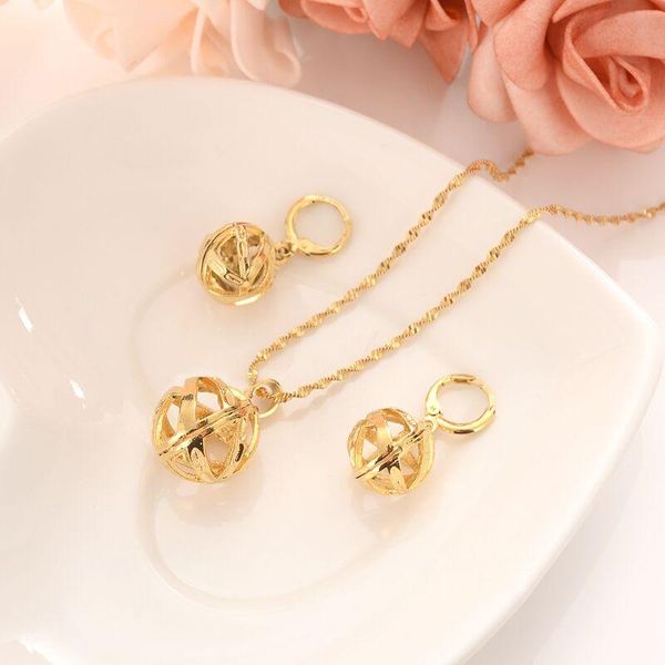 earrings & necklace lovely hollow ball round pendant set 18 k fine gold gf trendy party, Silver
earrings & necklace lovely hollow ball round pendant set 18 k fine gold gf trendy party, Silver