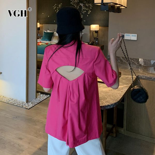 vgh solid casual blazer for women notched short sleeve back hollow out ruched straight korean blazers female summer fashion 210421, White;black
vgh solid casual blazer for women notched short sleeve back hollow out ruched straight korean blazers female summer fashion 210421, White;black