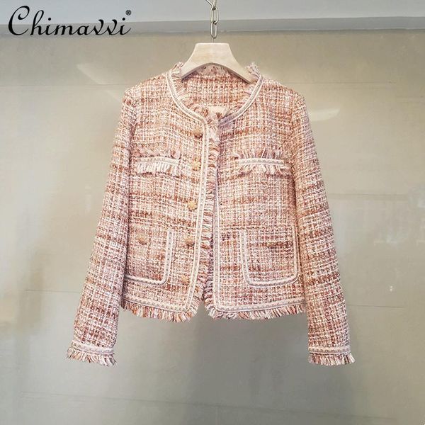 women's jackets heavy tweed long sleeve coat 2021 autumn and winter clothing korean fashion tassels slim-fit temperament jacket, Black;brown
women's jackets heavy tweed long sleeve coat 2021 autumn and winter clothing korean fashion tassels slim-fit temperament jacket, Black;brown