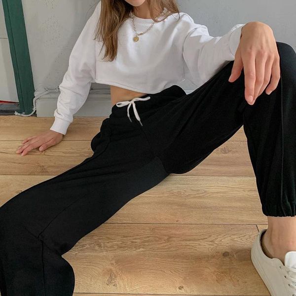 women's pants & capris 2021 autumn high waist casual trousers pure cotton sweatpants solid color breathable wide-leg harem, Black;white
women's pants & capris 2021 autumn high waist casual trousers pure cotton sweatpants solid color breathable wide-leg harem, Black;white