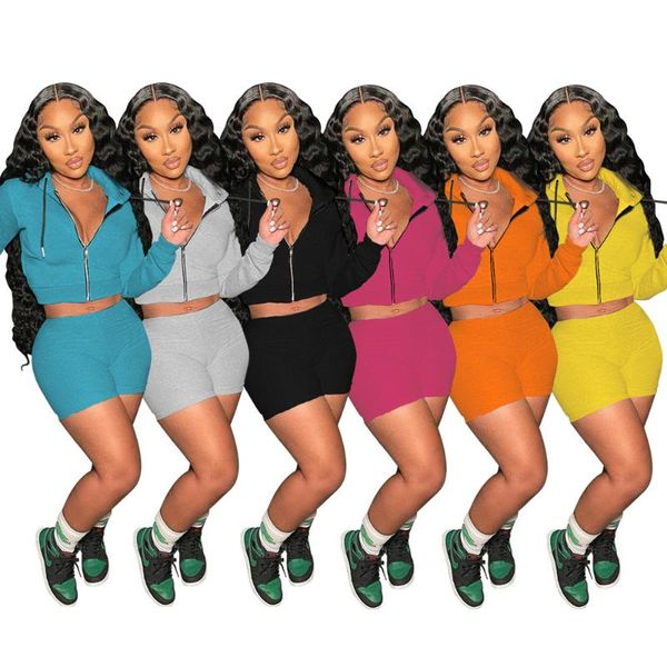 women's tracksuits women 2pcs set long sleeve zipper crop fitness shorts run gym sports clothes suit sweatsuit femme outfit, Gray
women's tracksuits women 2pcs set long sleeve zipper crop fitness shorts run gym sports clothes suit sweatsuit femme outfit, Gray