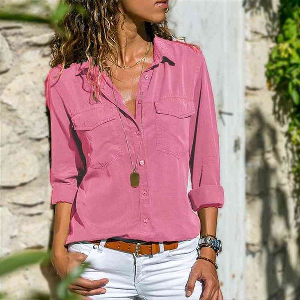 Denim Shirt Women Jean Spring Fashion Chemise Female Pockets Long Sleeve Slim Fit Ladies Blouses Womens Clothing, White
Denim Shirt Women Jean Spring Fashion Chemise Female Pockets Long Sleeve Slim Fit Ladies Blouses Womens Clothing, White