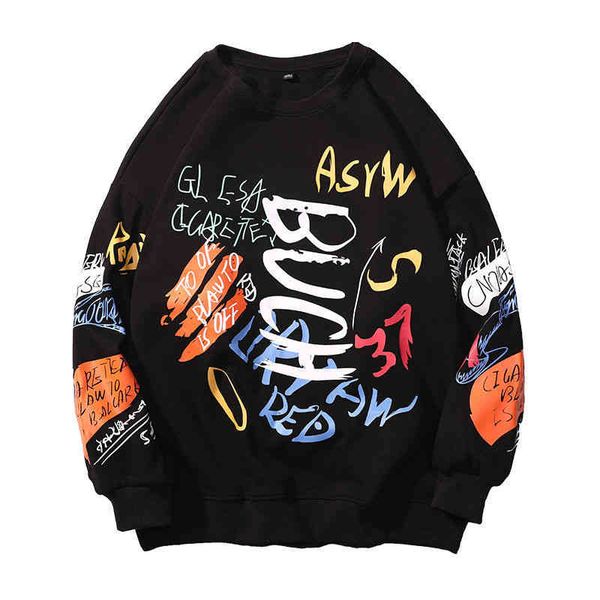 men's hoodies & sweatshirts suéter com estampa grafite feminino, blusão versátil de marca da moda para mulheres, solto, tendência, Black
men's hoodies & sweatshirts suéter com estampa grafite feminino, blusão versátil de marca da moda para mulheres, solto, tendência, Black
