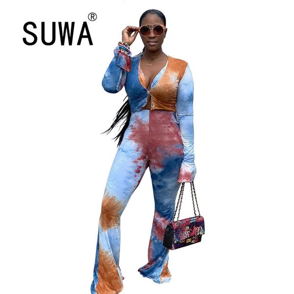 tie dye long sleeve coat tunic high waisted flare pants trousers fashion women two piece outfits casual streetwear 210525, White
tie dye long sleeve coat tunic high waisted flare pants trousers fashion women two piece outfits casual streetwear 210525, White