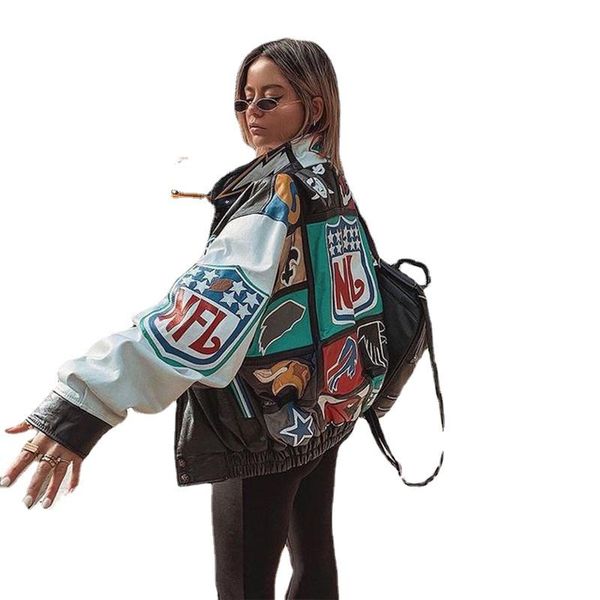 women's jackets summer oversized print baseball jacket women couple bomber racer varsity hiphop streetwear coat, Black;brown
women's jackets summer oversized print baseball jacket women couple bomber racer varsity hiphop streetwear coat, Black;brown