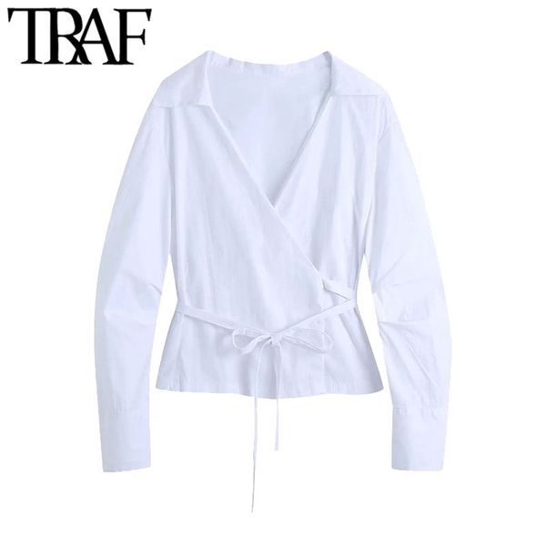 women fashion with tied crossover white blouses vintage long pleated sleeve female shirts blusas chic 210507
women fashion with tied crossover white blouses vintage long pleated sleeve female shirts blusas chic 210507