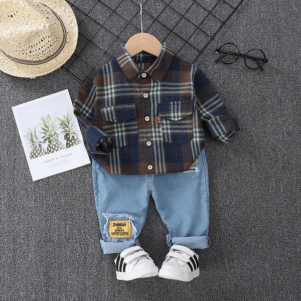 autumn style children's jeans + plaid long-sleeved shirt suit handsome boy baby fashion two-piece clothing sets, White
autumn style children's jeans + plaid long-sleeved shirt suit handsome boy baby fashion two-piece clothing sets, White