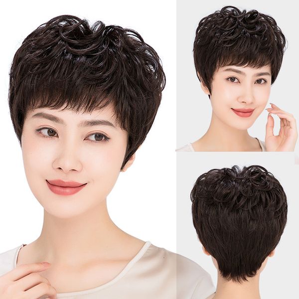 micro short curl mother's full head women's middle-aged and elderly real hair natural wig set, Black
micro short curl mother's full head women's middle-aged and elderly real hair natural wig set, Black