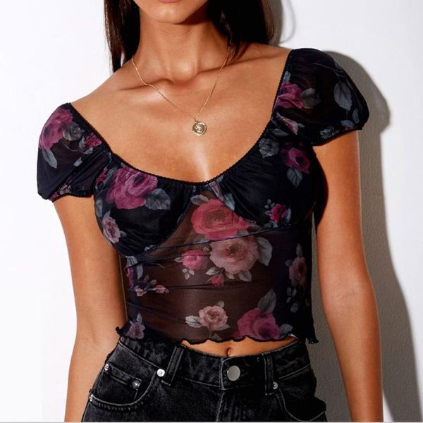 women's blouses & shirts woman crop perspective round neck low-cut print design flower pattern fashion female slim shining summer a, White
women's blouses & shirts woman crop perspective round neck low-cut print design flower pattern fashion female slim shining summer a, White