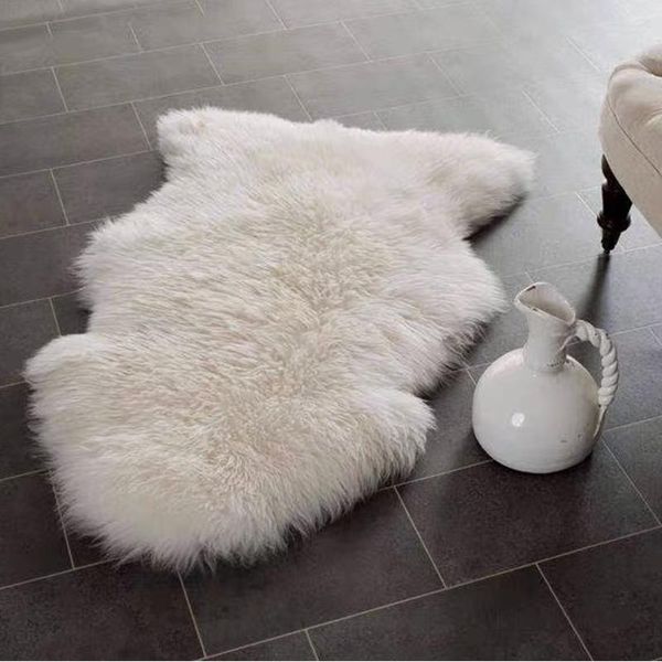 

carpets soft faux fur sheepskin rug fluffy chair cover long hair children's bedroom mat plush wool hairy carpet pad seat area furry rug