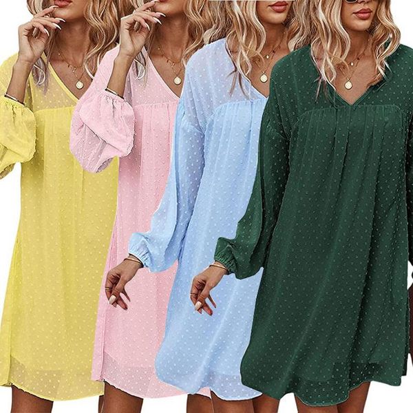 casual dresses 2021 autumn and spring women chiffon jacquard solid color v-neck loose waist dress long sleeves, Black;gray
casual dresses 2021 autumn and spring women chiffon jacquard solid color v-neck loose waist dress long sleeves, Black;gray
