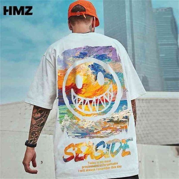 hmz hip hop tee men t shirt short sleeve loose oil painting smiley tshirt summer male streetwear oversized tshirt men's clothing 210716, White;black
hmz hip hop tee men t shirt short sleeve loose oil painting smiley tshirt summer male streetwear oversized tshirt men's clothing 210716, White;black