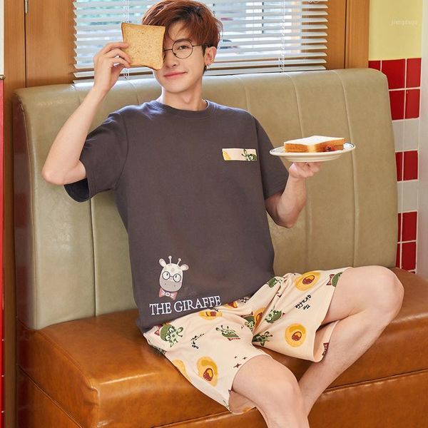 men's sleepwear summer funny giraffe print cartoon pajamas set o-neck short sleeve casual men homewear suit cotton loungewear male, Black;brown
men's sleepwear summer funny giraffe print cartoon pajamas set o-neck short sleeve casual men homewear suit cotton loungewear male, Black;brown