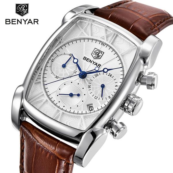 wristwatches benyar brand men's watches fashion multifunctional square quartz watch calendar waterproof belt, Slivery;brown
wristwatches benyar brand men's watches fashion multifunctional square quartz watch calendar waterproof belt, Slivery;brown