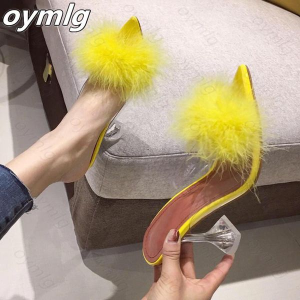 summer pumps women shoes sandals pvc transparent feather crystal high heels fur pointed toe mules slides furry slippers, Black
summer pumps women shoes sandals pvc transparent feather crystal high heels fur pointed toe mules slides furry slippers, Black