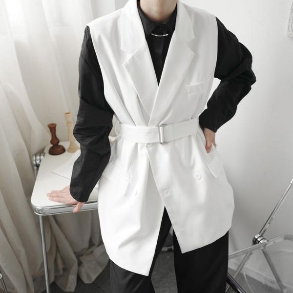 men's vests 2021 autumn korean style unique waist belt design vest men casual loose suit collar waistcoat for m-xl, Black;white
men's vests 2021 autumn korean style unique waist belt design vest men casual loose suit collar waistcoat for m-xl, Black;white