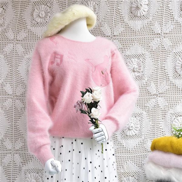 women's sweaters pink ladies sweater autumn winter round neck bat sleeve angora fur knitted mink pullover sweet and lovely, White;black
women's sweaters pink ladies sweater autumn winter round neck bat sleeve angora fur knitted mink pullover sweet and lovely, White;black