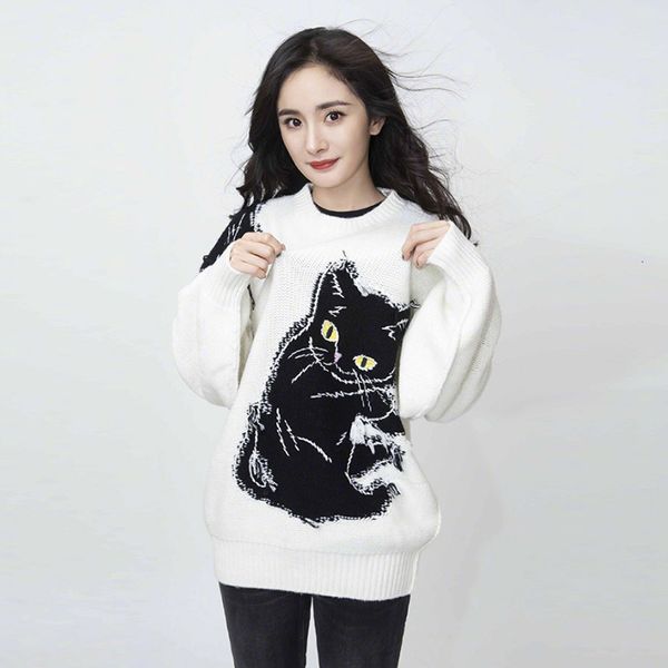 sweaters harajuku women fashion winter loose big size pullover cat embroidery knitted oversize sweater women's jumper, White;black
sweaters harajuku women fashion winter loose big size pullover cat embroidery knitted oversize sweater women's jumper, White;black