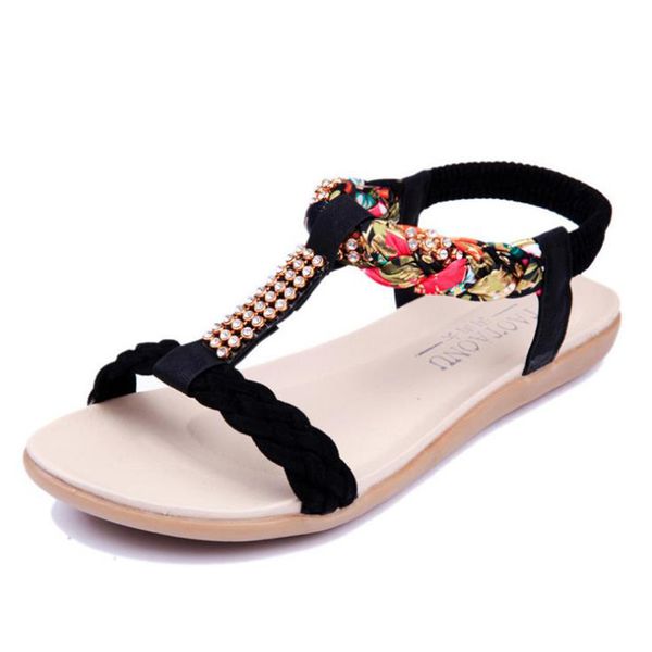 2021 summer bohemian women's sandals rhinestone flat fish mouth shoes foreign trade large size, Black
2021 summer bohemian women's sandals rhinestone flat fish mouth shoes foreign trade large size, Black