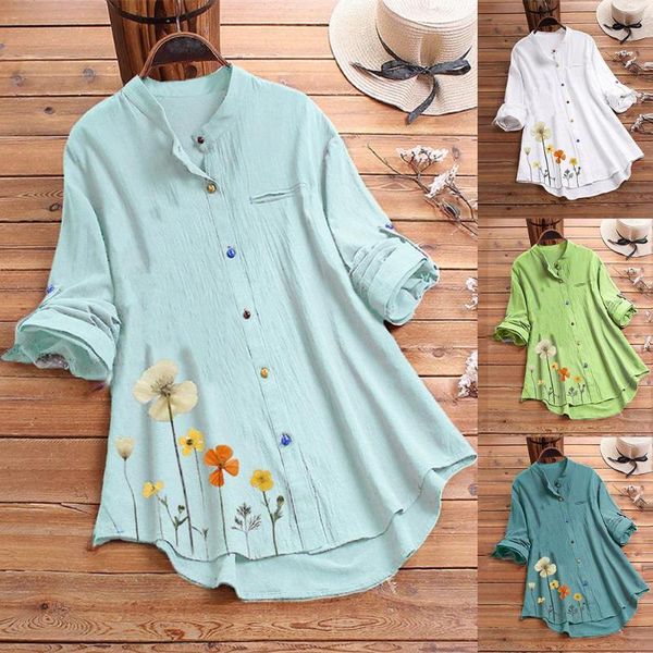 women casual stand collar long sleeve floral print colorful buttons loose shirt lapel neck blouse work women's blouses & shirts, White
women casual stand collar long sleeve floral print colorful buttons loose shirt lapel neck blouse work women's blouses & shirts, White