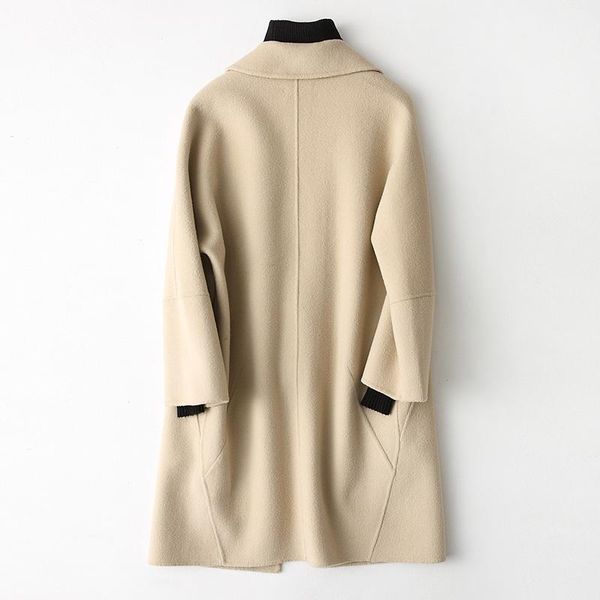 women's wool & blends 2021 spring double-sided coat women woolen coats casual winter female jacket slim medium long outerwear 88102, Black
women's wool & blends 2021 spring double-sided coat women woolen coats casual winter female jacket slim medium long outerwear 88102, Black
