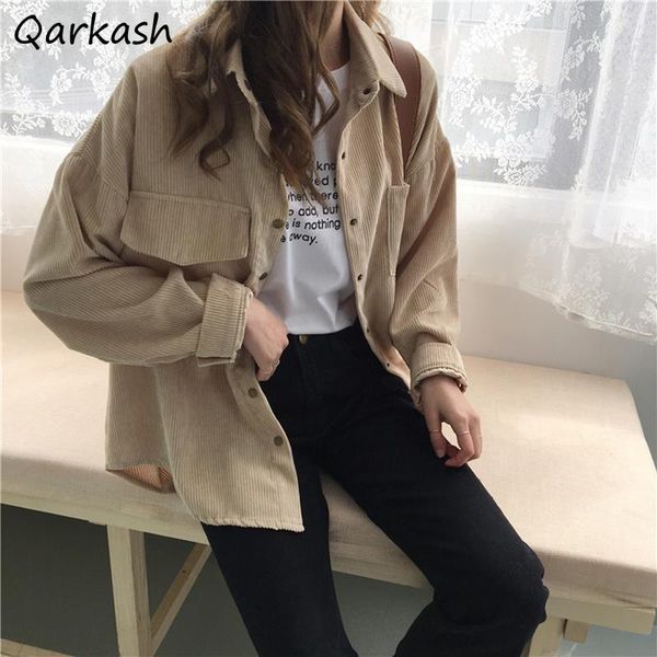 women's jackets basic women corduroy pure color spring harajuku college casual minimalist loose all-match female cozy japan style ins, Black;brown
women's jackets basic women corduroy pure color spring harajuku college casual minimalist loose all-match female cozy japan style ins, Black;brown